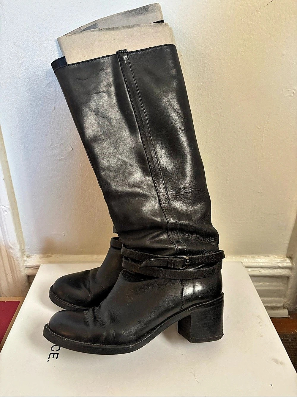 Genuine Leather Knee Boot Black Boots